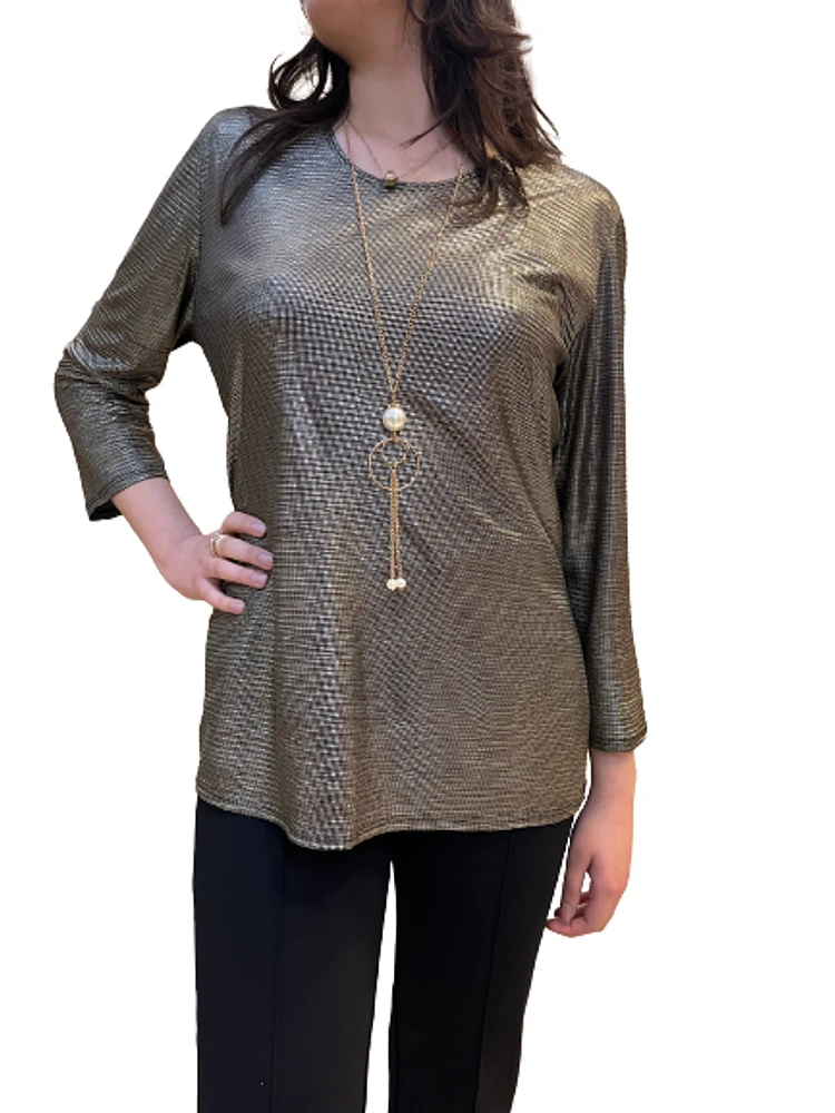 Light gold -black Shiny textured Top 5011L