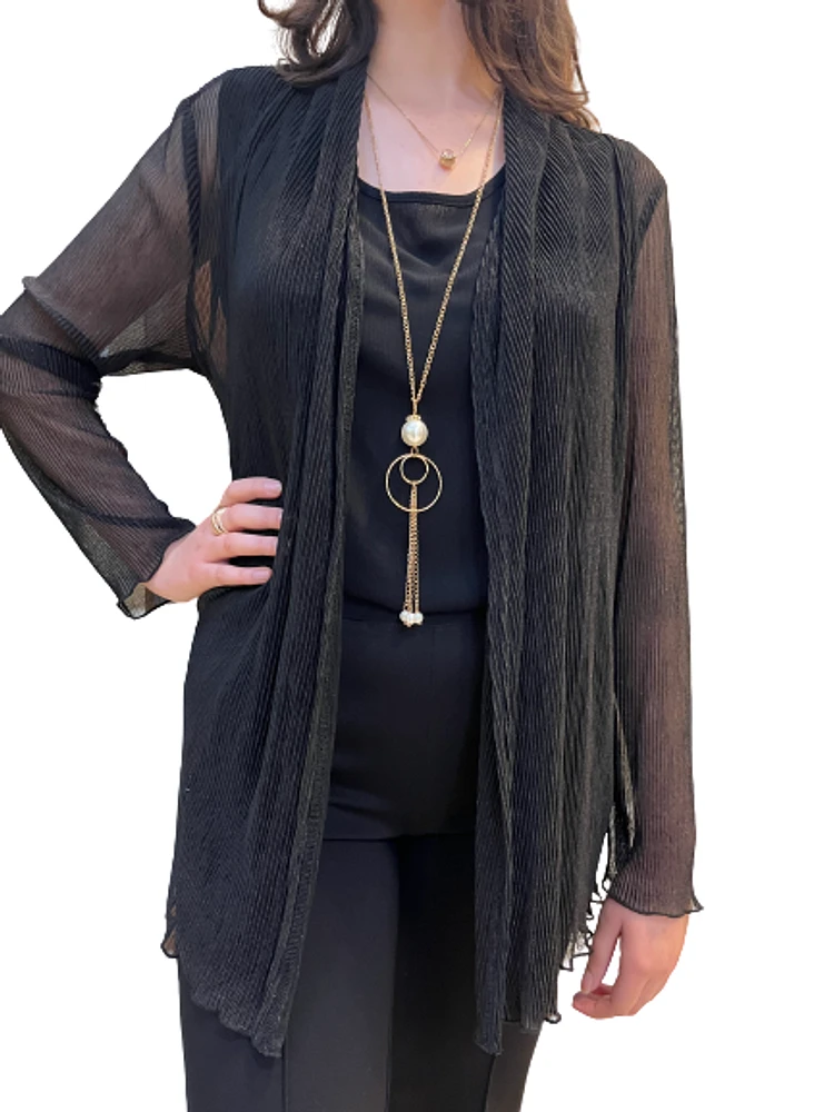 BLACK SHINY  CARDIGAN NL-61059