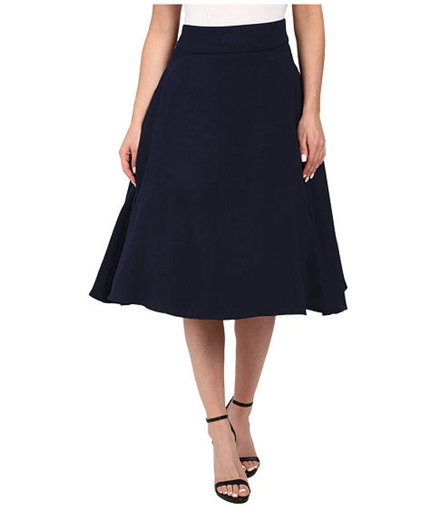 NAVY/ PLAIN PLEATED PANEL SKIRT