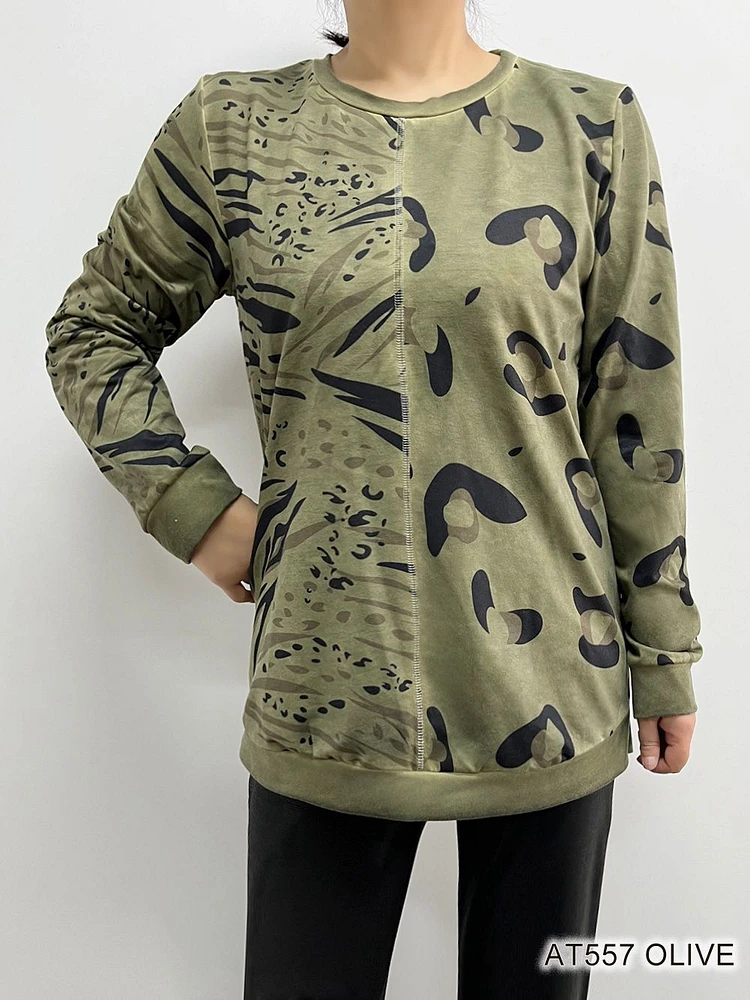 OLIVE BLACK ANIMAL PATTEREN AT557