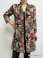 Brown Multi Printed Cardigan (print D32