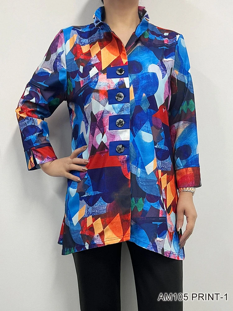 Multi Printed Shirt Top AM105 Print