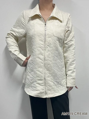 Cream Zippered Designer Jacket AM139