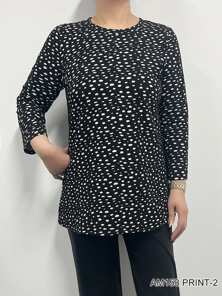 Black-white Dotted Full Sleeves Top AM153