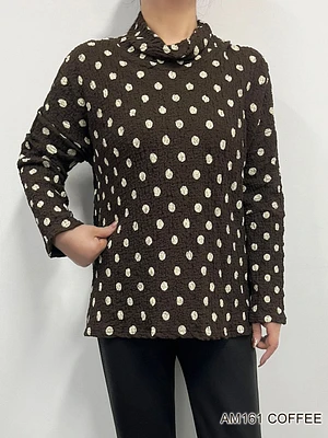 Coffee/Cream Polka Dot Top AM161