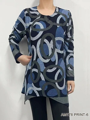 Blue Printed Asymmetric Top AM178 (PRINT 6)