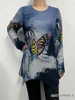 Butterfly Print Asymmetric Top AM178 (PRINT 9)