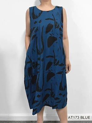 Blue /blue modernart print dress AT173