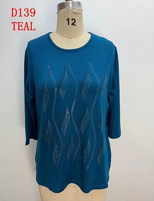 Teal Sequin Detail Top D139