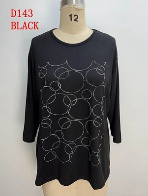 Black Sequin Circle Pattern Top D143