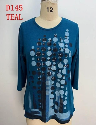 Teal Sequin Detail Top D145