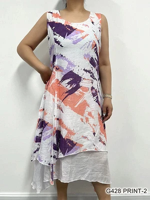 Purple coral custom print dress G428 PRINT-2