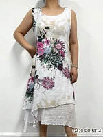 White rose floral trendy dress G428 Print-4