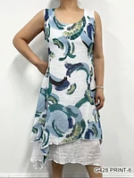 White Teal custom print dress G428 Print-6