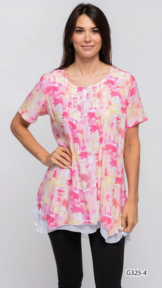 PINK WHITE BLENDED TUNIC PRINT-4