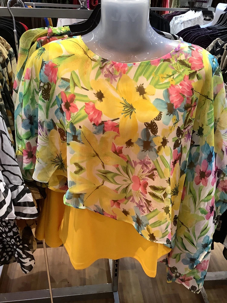 Yellow Kaftan Top with Attached Poncho  8891