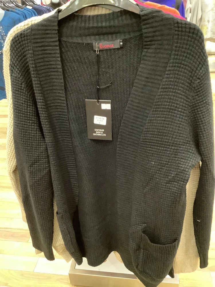 Black Knitted Cardigan with Front Pockets