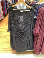 Black-Silver Shiny Detailed Sleeveless Dress with Pleated Overlay Style