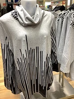 Grey/Black Printed Cowl Neck Top