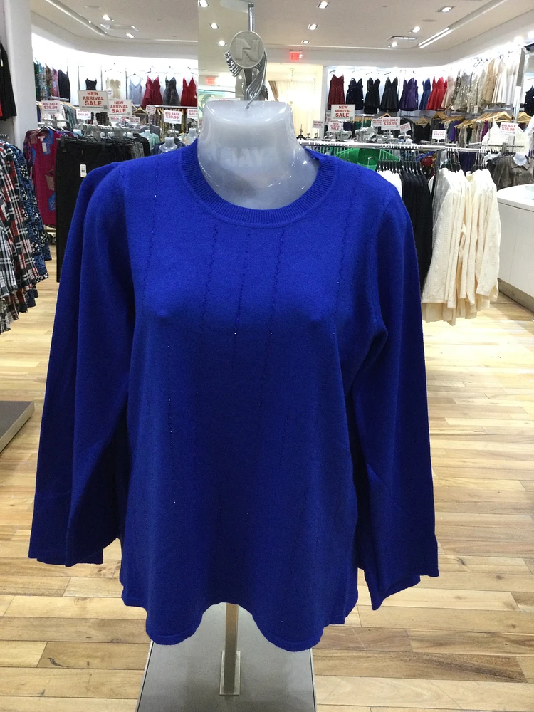 Royal Blue Sweater with Rhinestone Detailing TD-24573