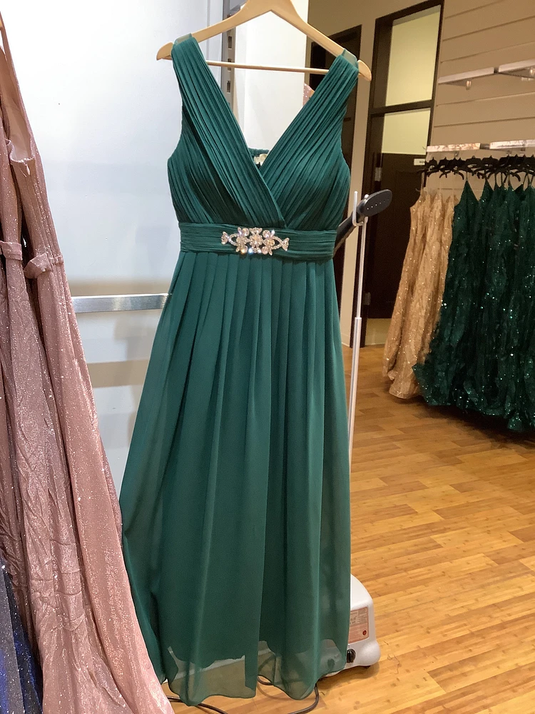 GREEN platted silver emballishment dress F1203