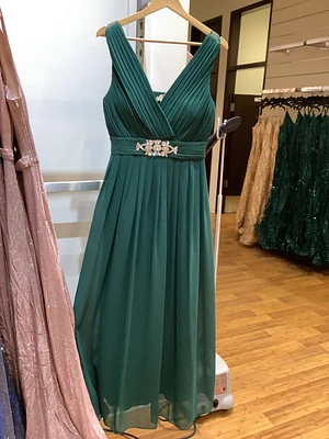 GREEN platted silver emballishment dress F1203