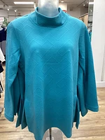 Aqua Plain Zig Zag Self Print Crew Neck Top