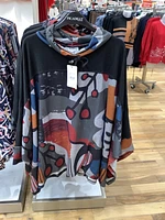 Multi Printed Cowl Neck Poncho