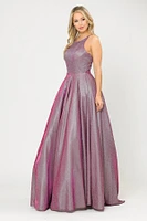 Resberry shimmer two tone dress  with slit 2358