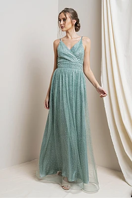 Sage green glittered faired dress M21408