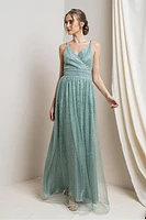 Sage green glittered faired dress M21408