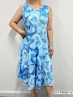 white ruffle effect soft dress P217 PRINT