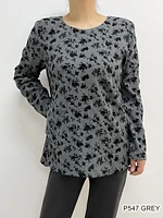 Grey Printed Winter Top P547