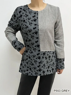 Grey BLOCK STYLE PATTREN TOP P553