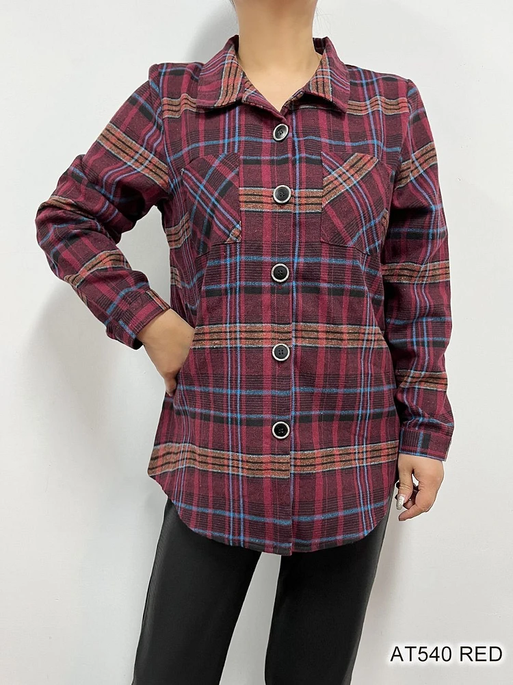 Red Checkered Printed Buttoned Shirt AT540