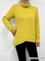 Mustard Cowl Neck Full Sleeves Top AT506