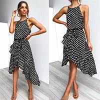 Fashion Polka Dot Lace Irregular Women Dress