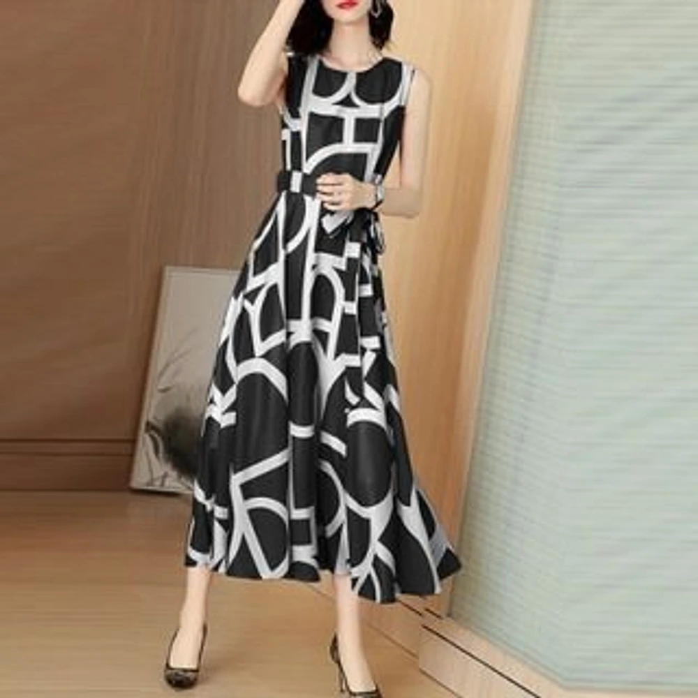 Summer Women Dress Fashion Elegant O Neck Office Lady