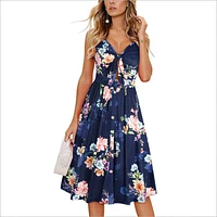 Summer New Style Sleeveless Slim Mid Length Dress Women