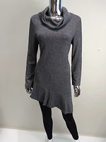 Grey Frilled Bottom Turtle Neck Top T204