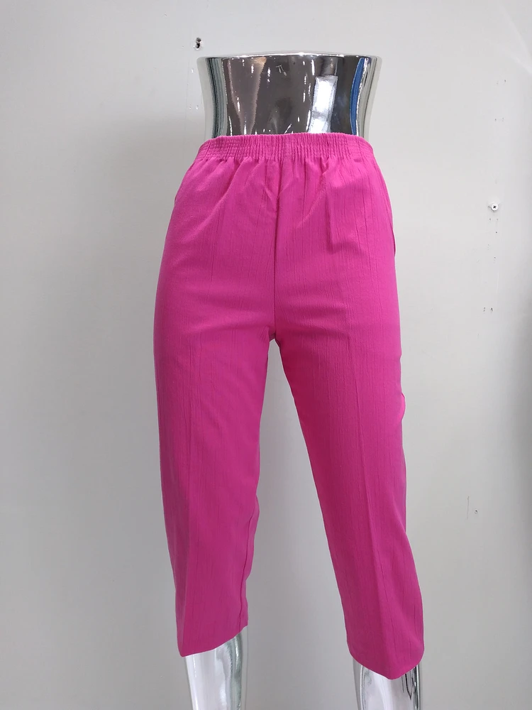 Hot Pink Cotton Capris With Pockets