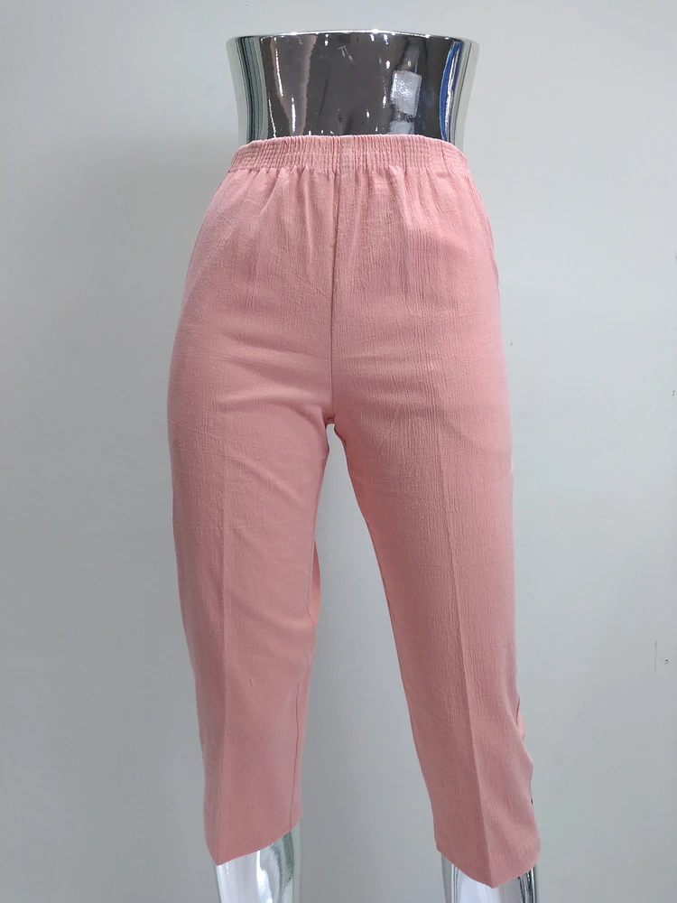 Peach Cotton Capris With Pockets