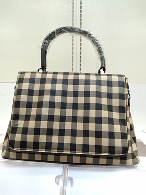 Light-yellow Black Check Handbag