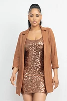 Mauve Suede Open-Front Notch Blazer Jacket