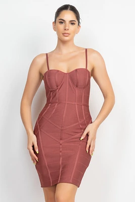 Mauve Spaghetti Strap Padded Dress