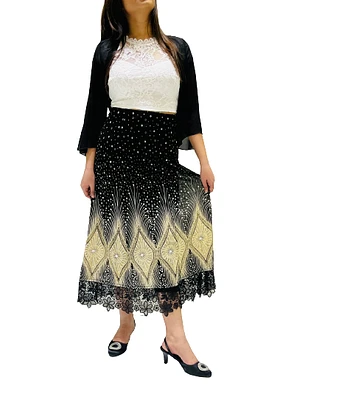 Printed Skirt with LACY  TRIM Bottom (Print 211