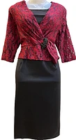 Burgundy-Black ( LEAF  PRINT ) Dress with WAIST BEADS Detailing