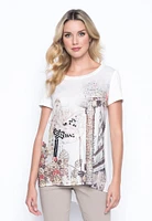 Embellished Custom Print Tee With Side Slits