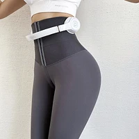 Double-breasted New Yoga Tight-fitting High-waisted Pants Women Plus Velvet Thickened Waist And Hips Elasticity