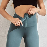 Double-breasted New Yoga Tight-fitting High-waisted Pants Women Plus Velvet Thickened Waist And Hips Elasticity